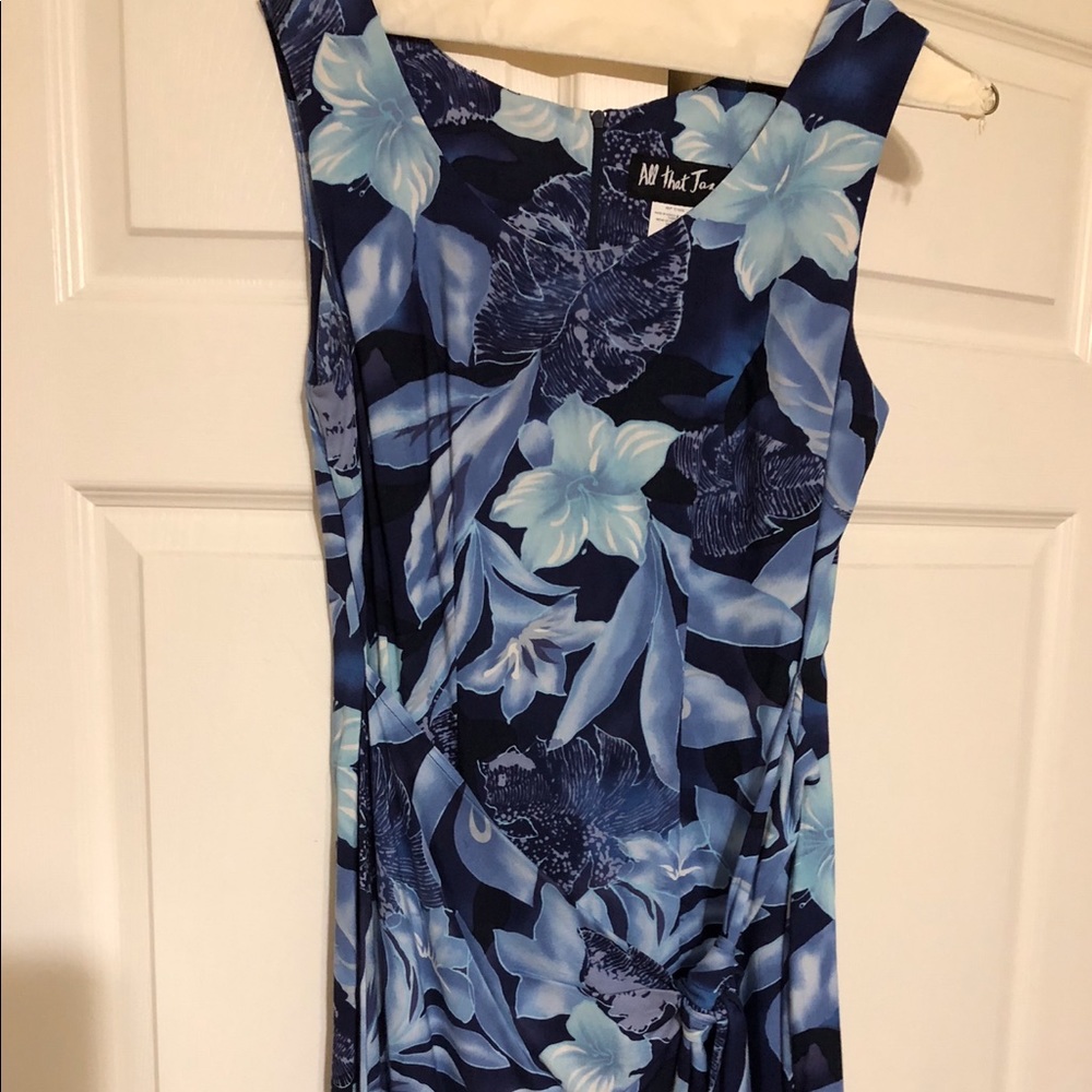 Midi light blue and navy floral dress